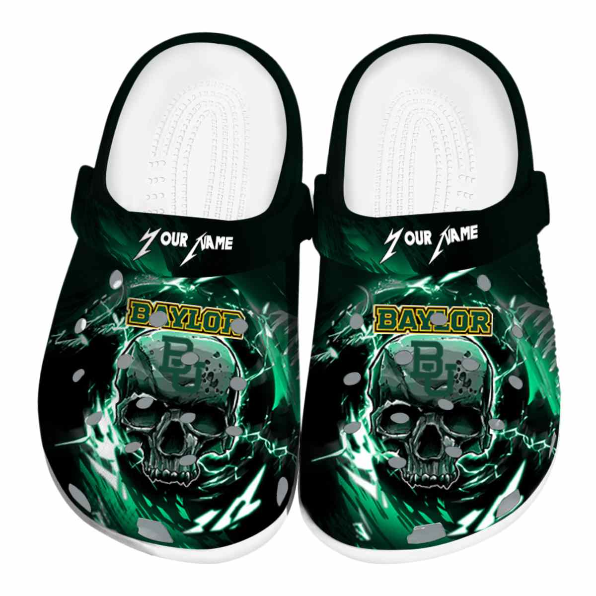 Baylor Bears Gothic Skull, Baylor Bears Gothic Crocs Clogs