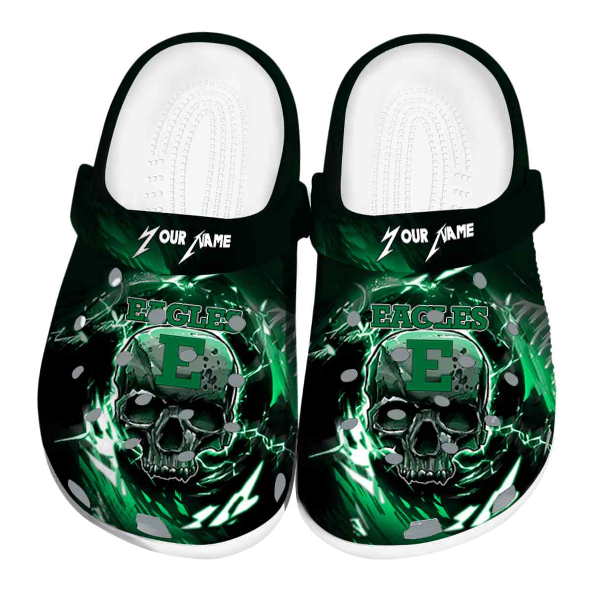 Eastern Michigan Eagles Gothic Skull, Eastern Michigan Eagles Crocs Clogs
