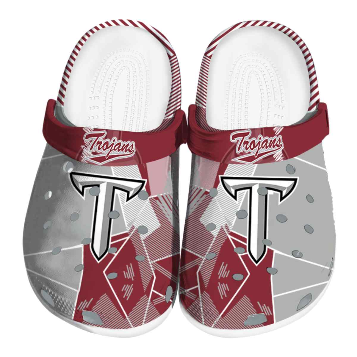 Troy Trojans Geometric, Troy Trojans Geometric Crocs Clogs