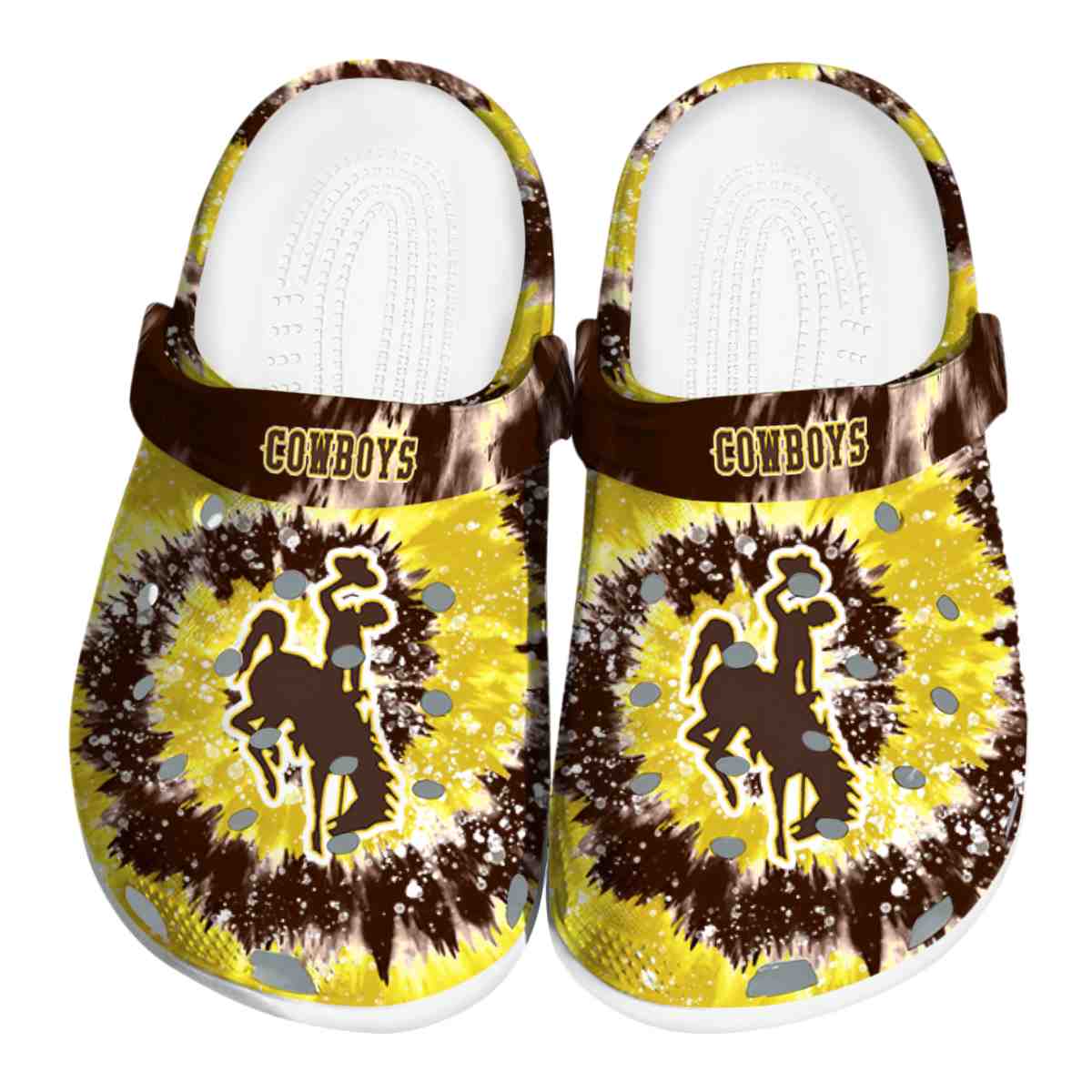 Wyoming Cowboys Radiant Burst Effect, Wyoming Cowboys Radiant Crocs Clogs