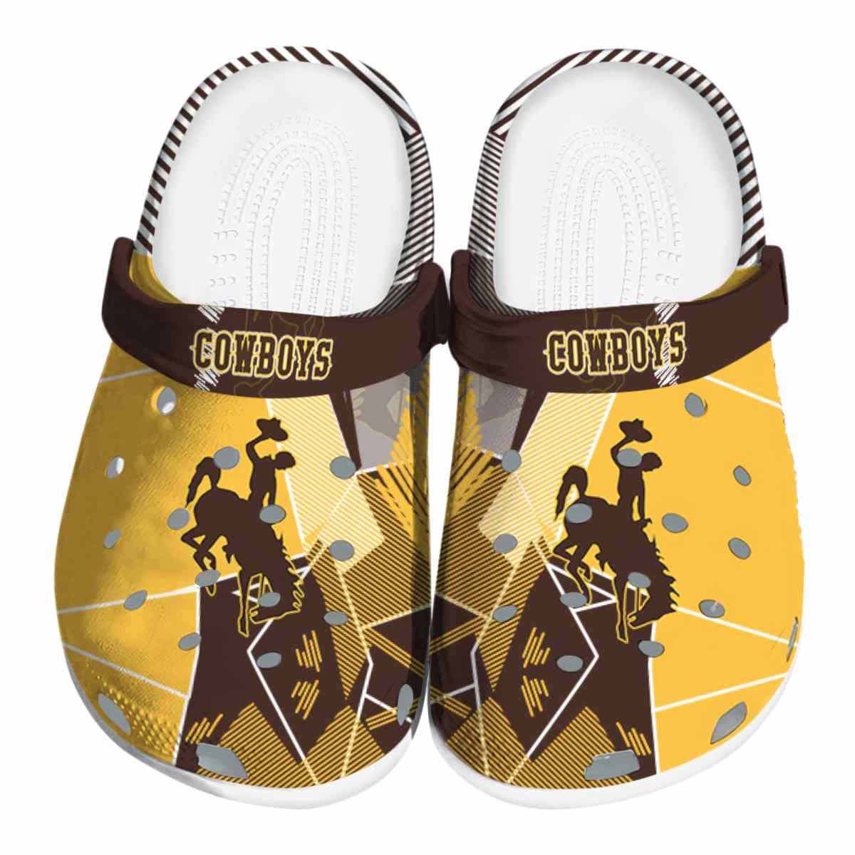 Wyoming Cowboys Geometric, Wyoming Cowboys Geometric Crocs Clogs