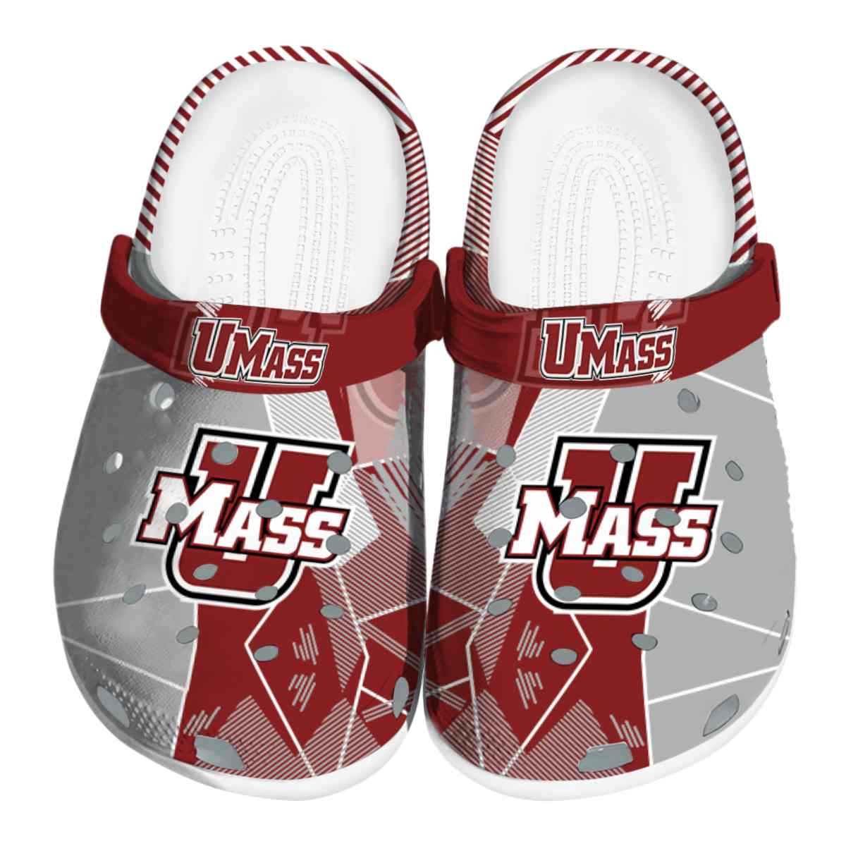 UMass Minutemen Geometric, UMass Minutemen Geometric Crocs Clogs