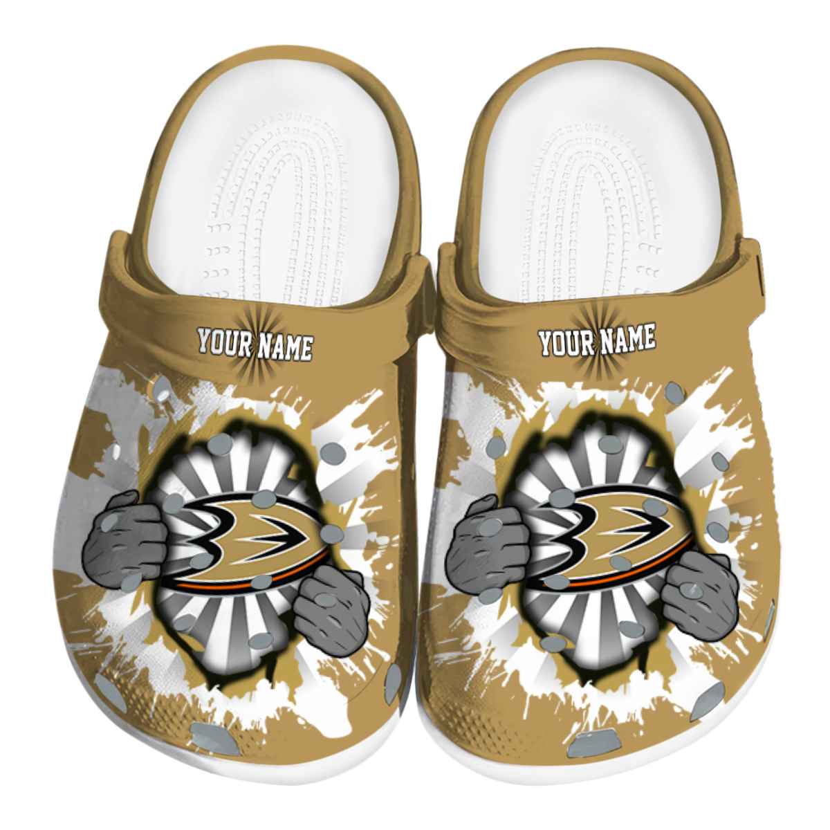 Anaheim Ducks Gripping Hand Crocs Clogs