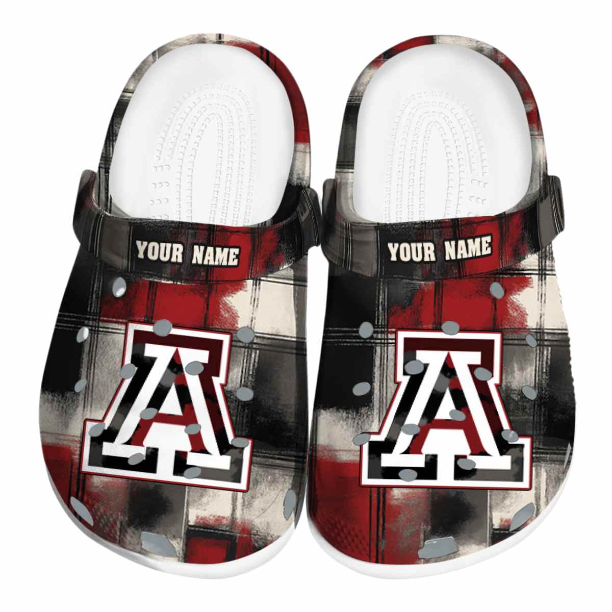 Arizona Wildcats Plaid Fusion, Arizona Wildcats Plaid Crocs Clogs