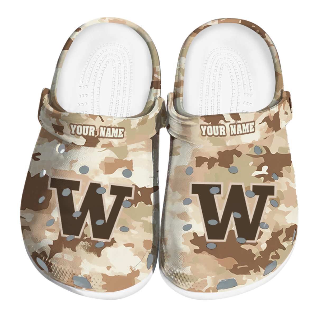 Washington Huskies Desert Camo, Washington Huskies Desert Crocs Clogs