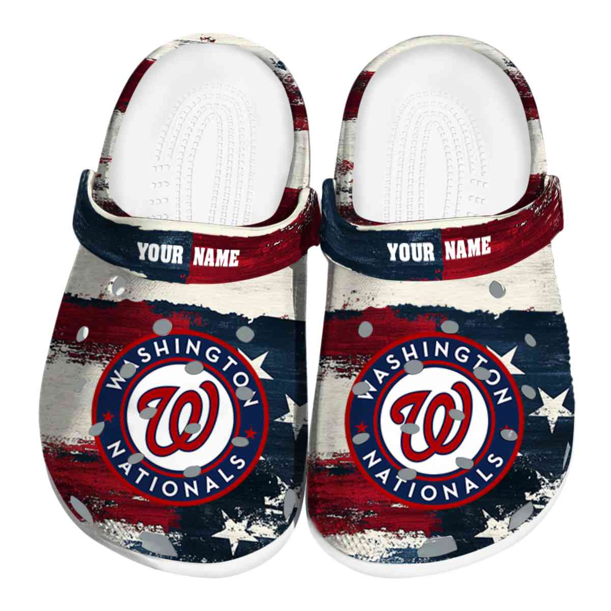 Washington Nationals Patriotic Stripes, Washington Nationals Patriotic Crocs Clogs