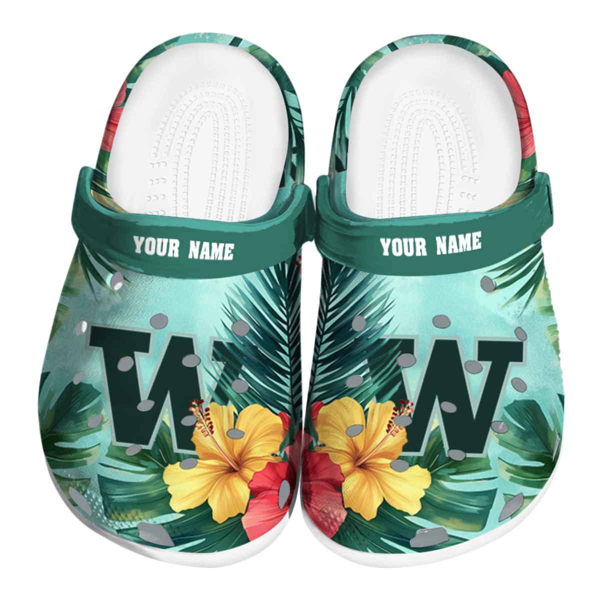 Washington Huskies Tropical Vibes, Washington Huskies Tropical Crocs Clogs