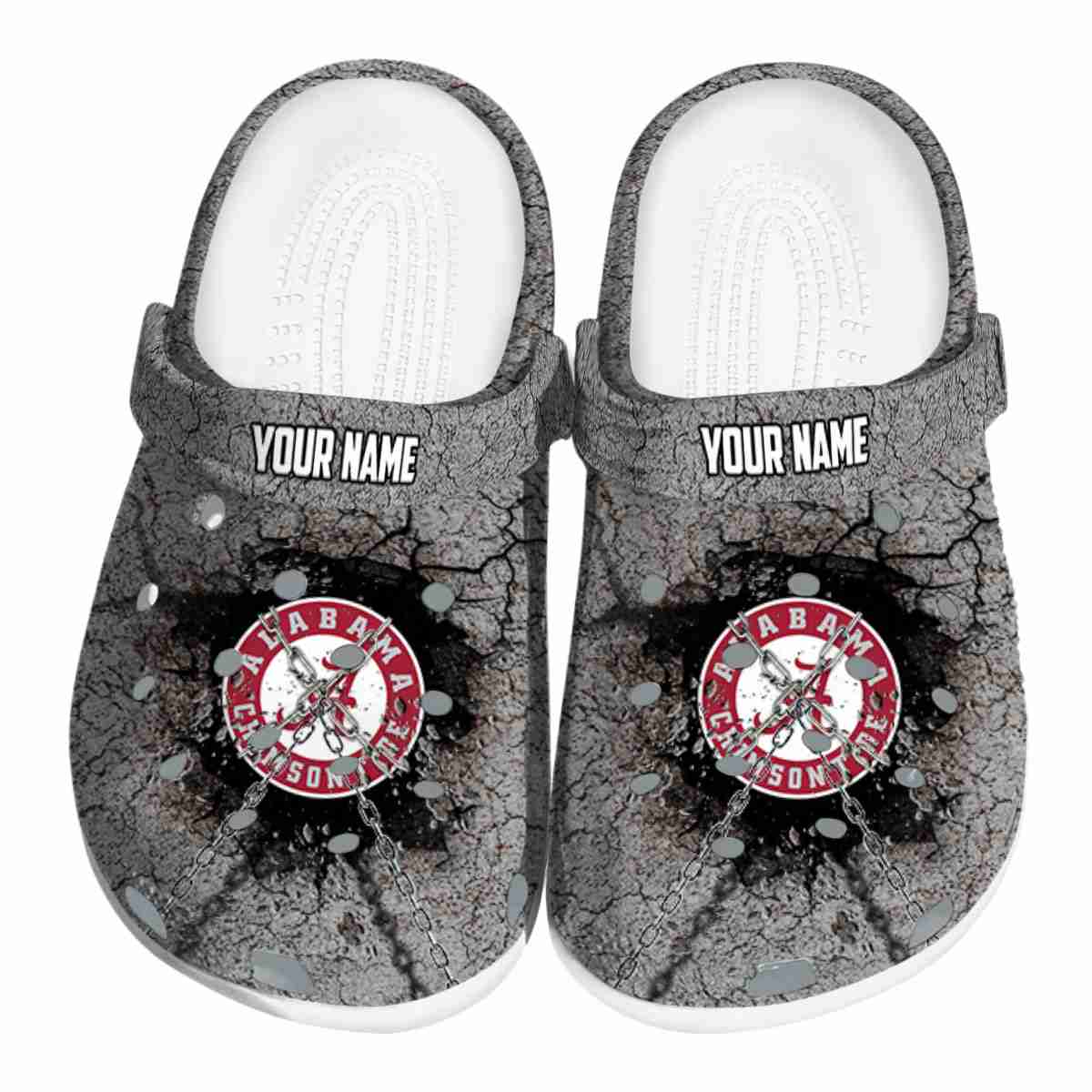 Alabama Crimson Tide Cracked Ground Texture, Alabama Crimson Tide Crocs Clogs
