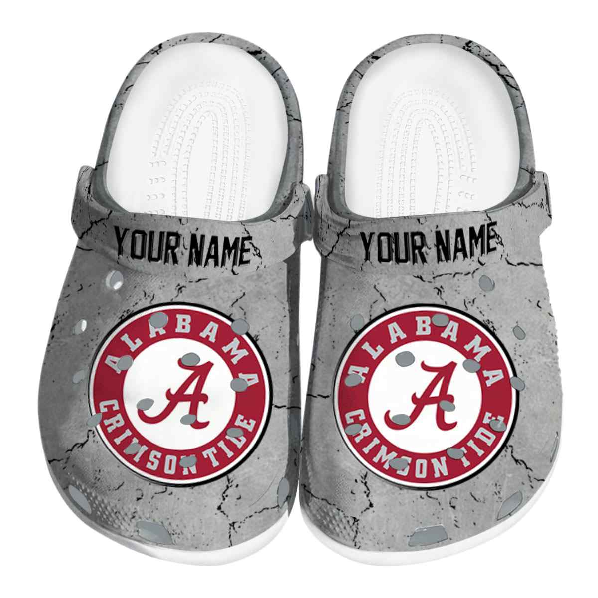 Alabama Crimson Tide Cracked Texture, Alabama Crimson Tide Crocs Clogs