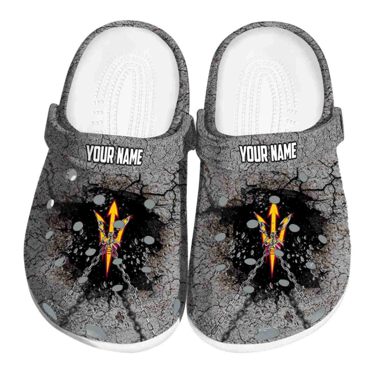 Arizona State Sun Devils Cracked Ground Texture, Arizona State Sun Crocs Clogs