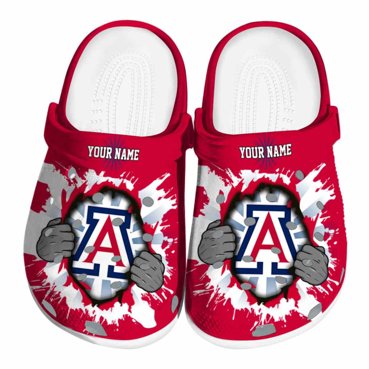 Arizona Wildcats Gripping Hand, Arizona Wildcats Gripping Crocs Clogs