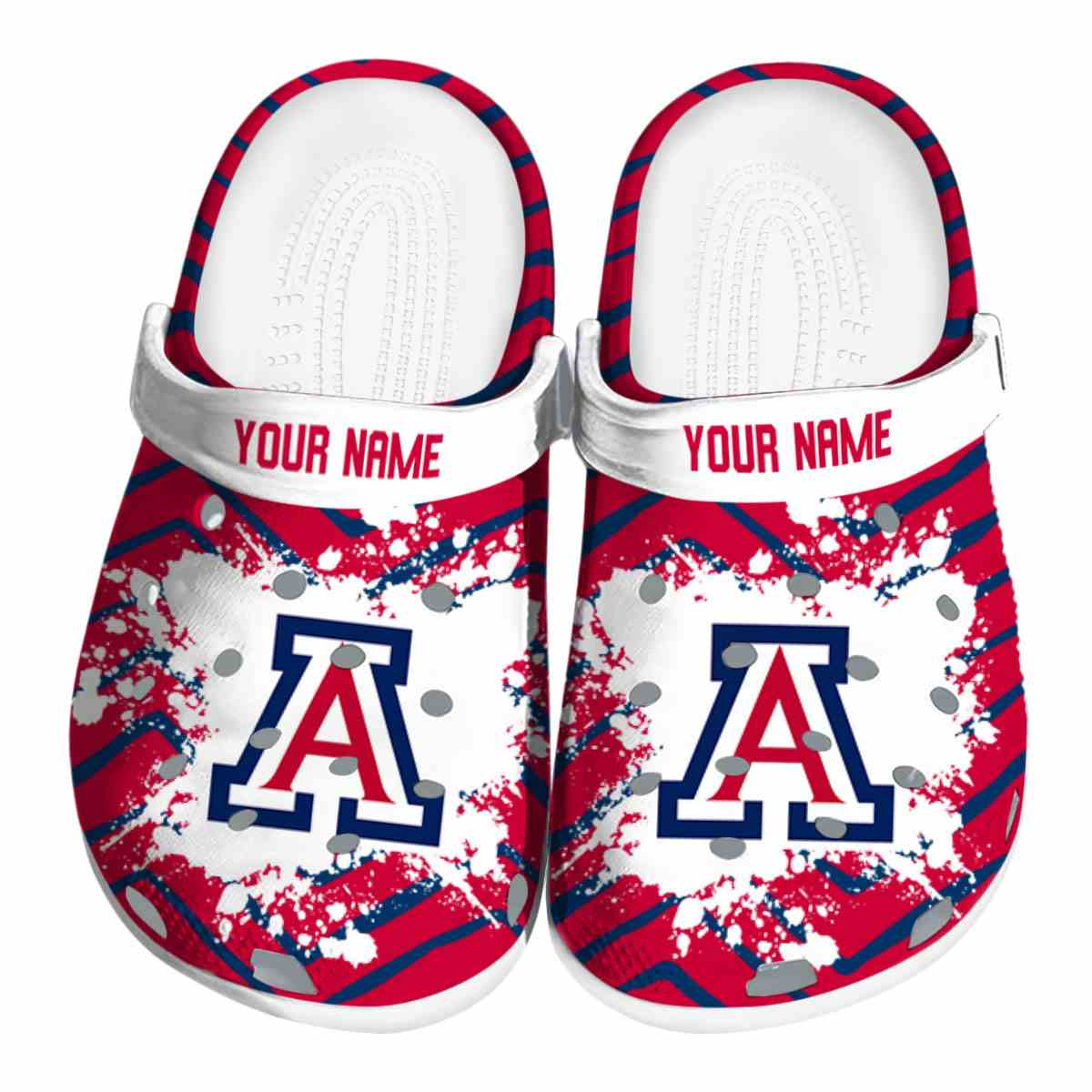 Arizona Wildcats Zigzag Paint Burst, Arizona Wildcats Zigzag Crocs Clogs