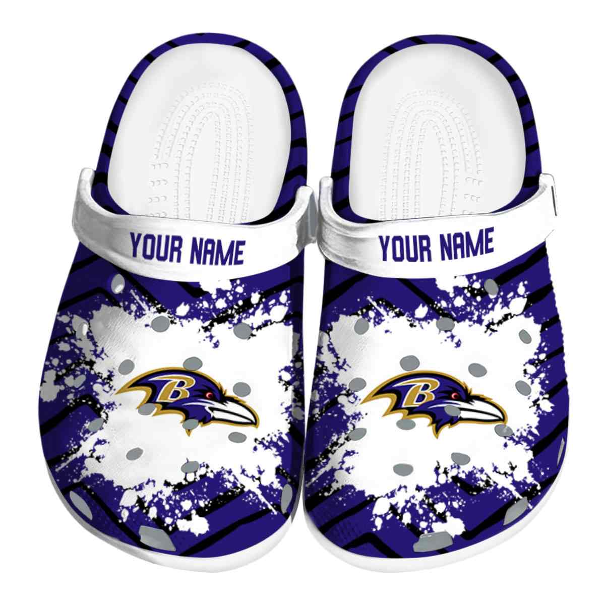 Baltimore Ravens Splatter 2025 Crocs, Baltimore Ravens Splatter Crocs Clogs