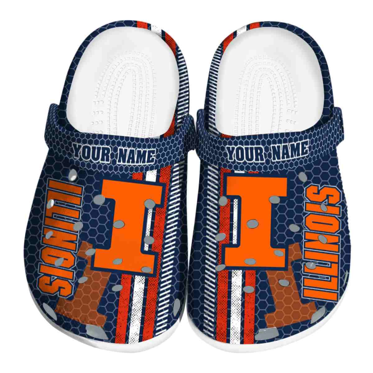 Illinois Fighting Illini Contrasting Stripes, Illinois Fighting Illini Crocs Clogs