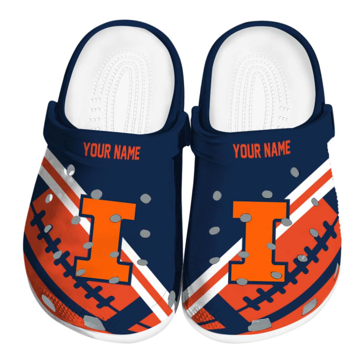 Illinois Fighting Illini Football Motif, Illinois Fighting Illini Crocs Clogs