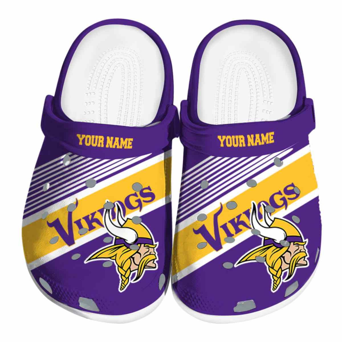 Minnesota Vikings Vertical Stripes 2025 Crocs, Minnesota Vikings Vertical Crocs Clogs