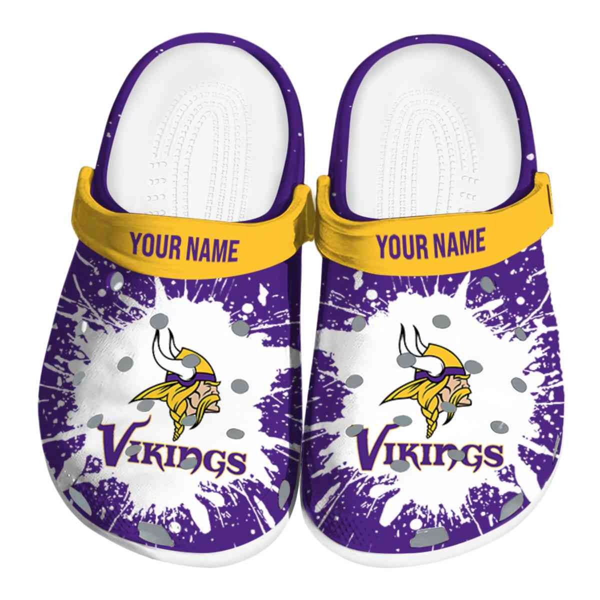 Minnesota Vikings Freedom Splinter 2025 Crocs, Minnesota Vikings Freedom Crocs Clogs