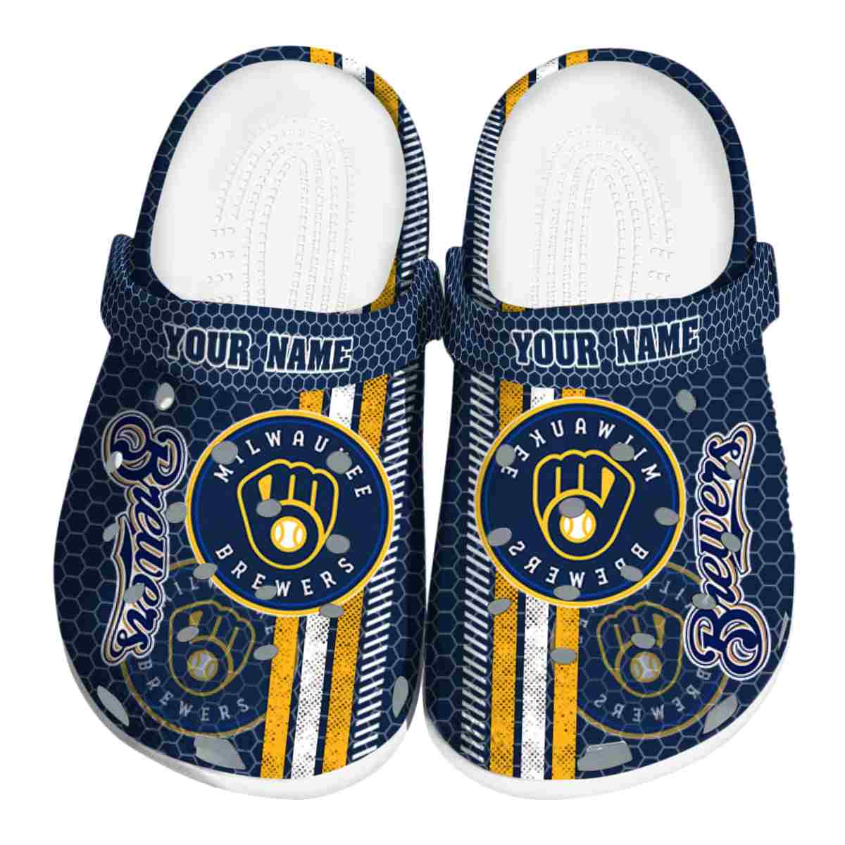 Milwaukee Brewers Contrasting Stripes, Milwaukee Brewers Contrasting Crocs Clogs