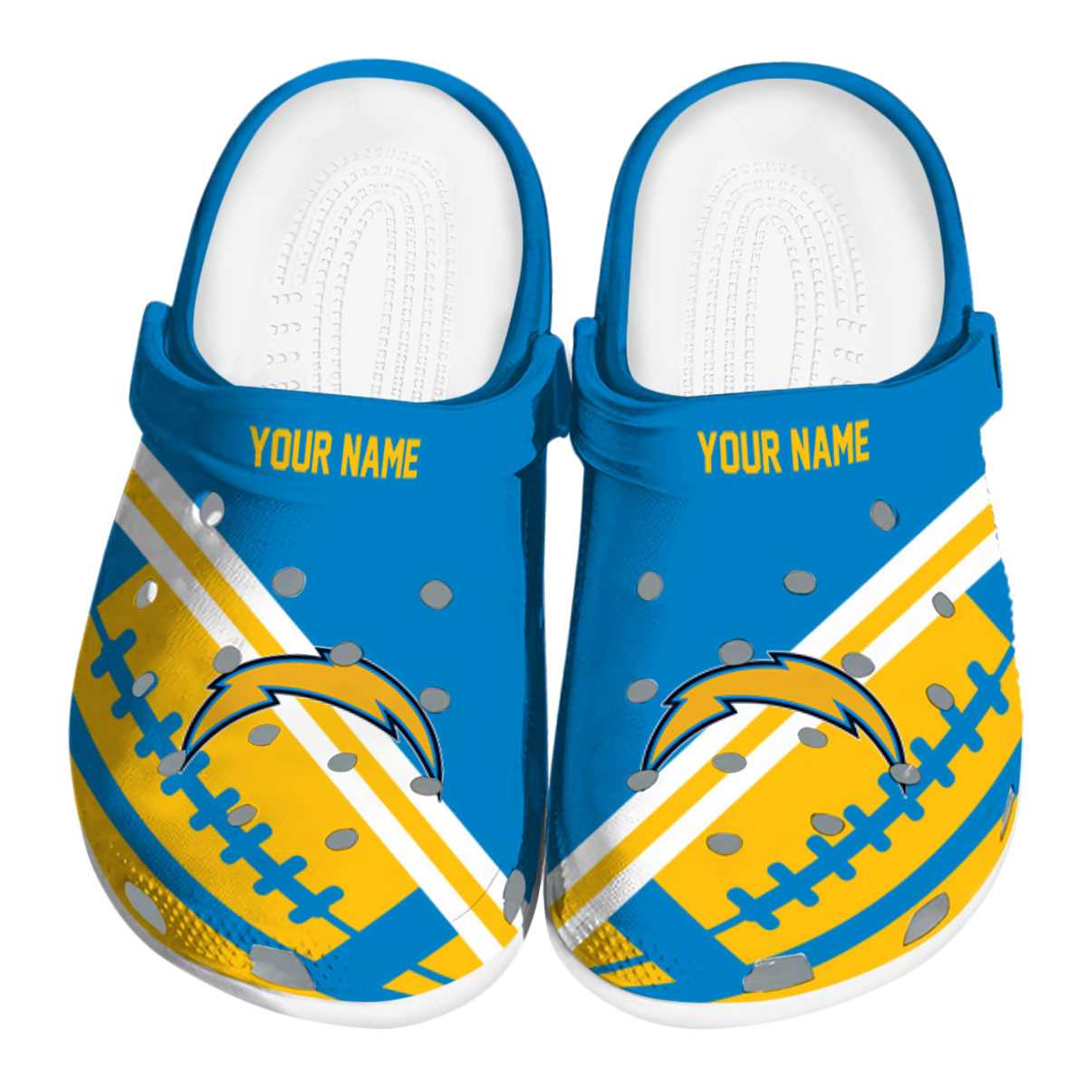 Los Angeles Chargers Pinstripe Pattern 2025 Crocs, Los Angeles Chargers Crocs Clogs