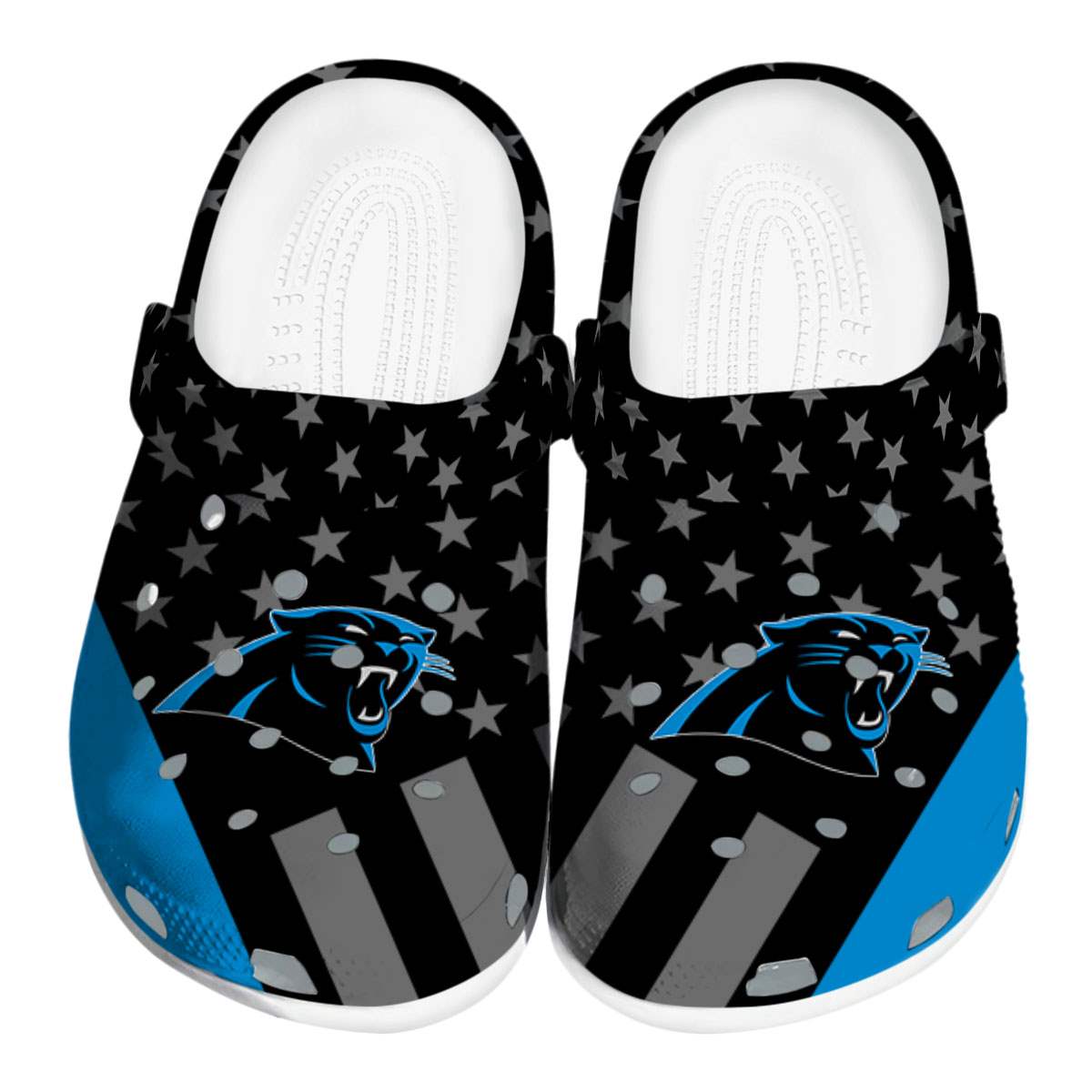 Carolina Panthers Cracked Ground Texture 2025 Crocs, Carolina Panthers Crocs Clogs