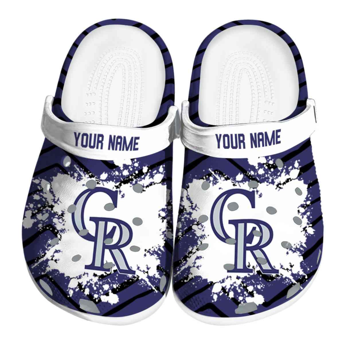 Colorado Rockies Zigzag Paint Burst, Colorado Rockies Zigzag Crocs Clogs