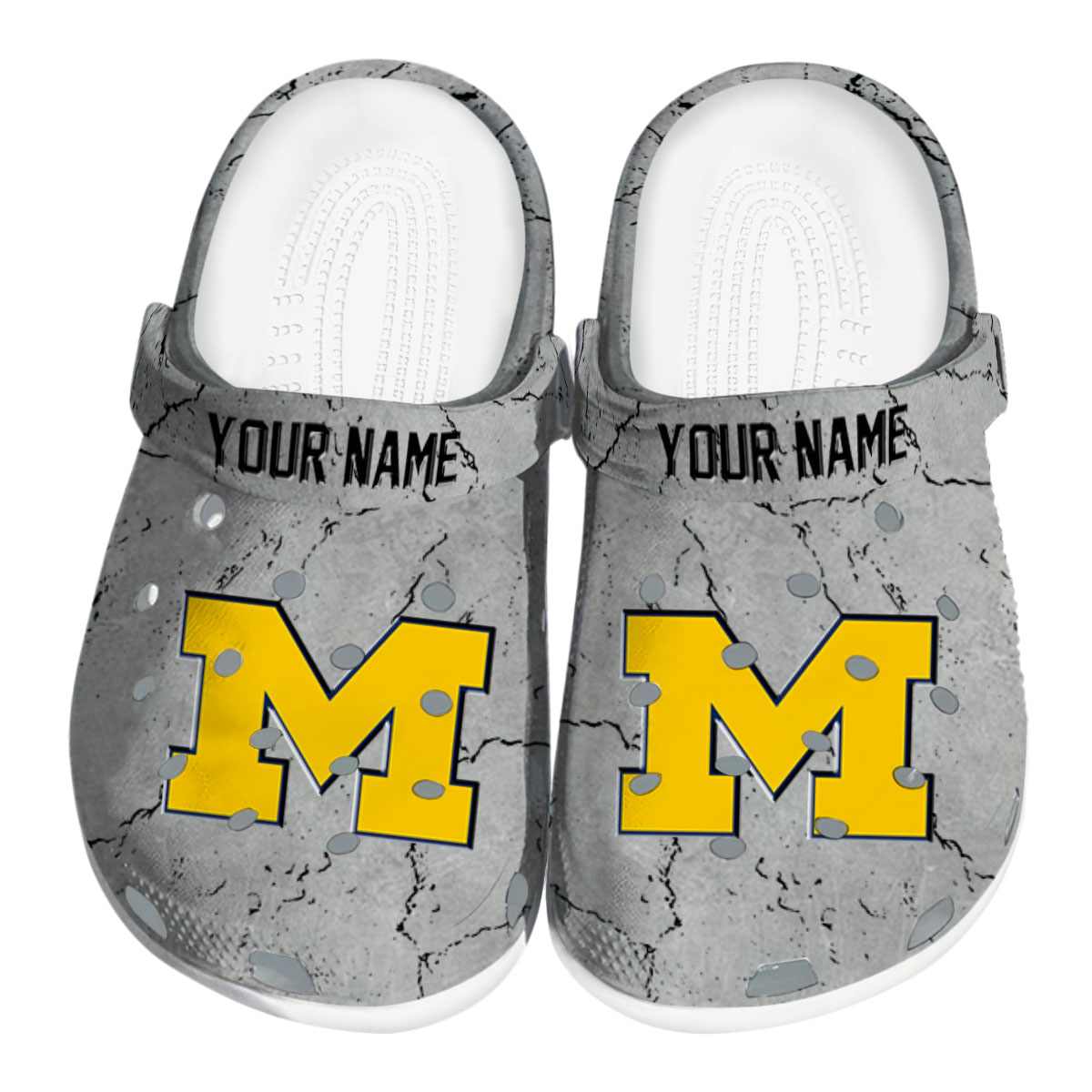 Michigan Wolverines Cracked Texture, Michigan Wolverines Crocs Clogs