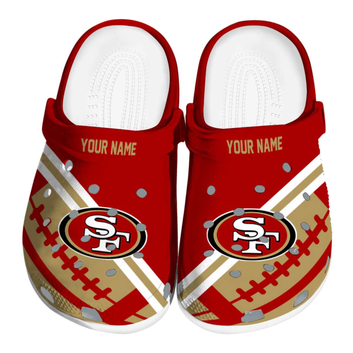 San Francisco 49ers Paint Splatter Graphics 2025 Crocs, San Francisco 49ers Crocs Clogs