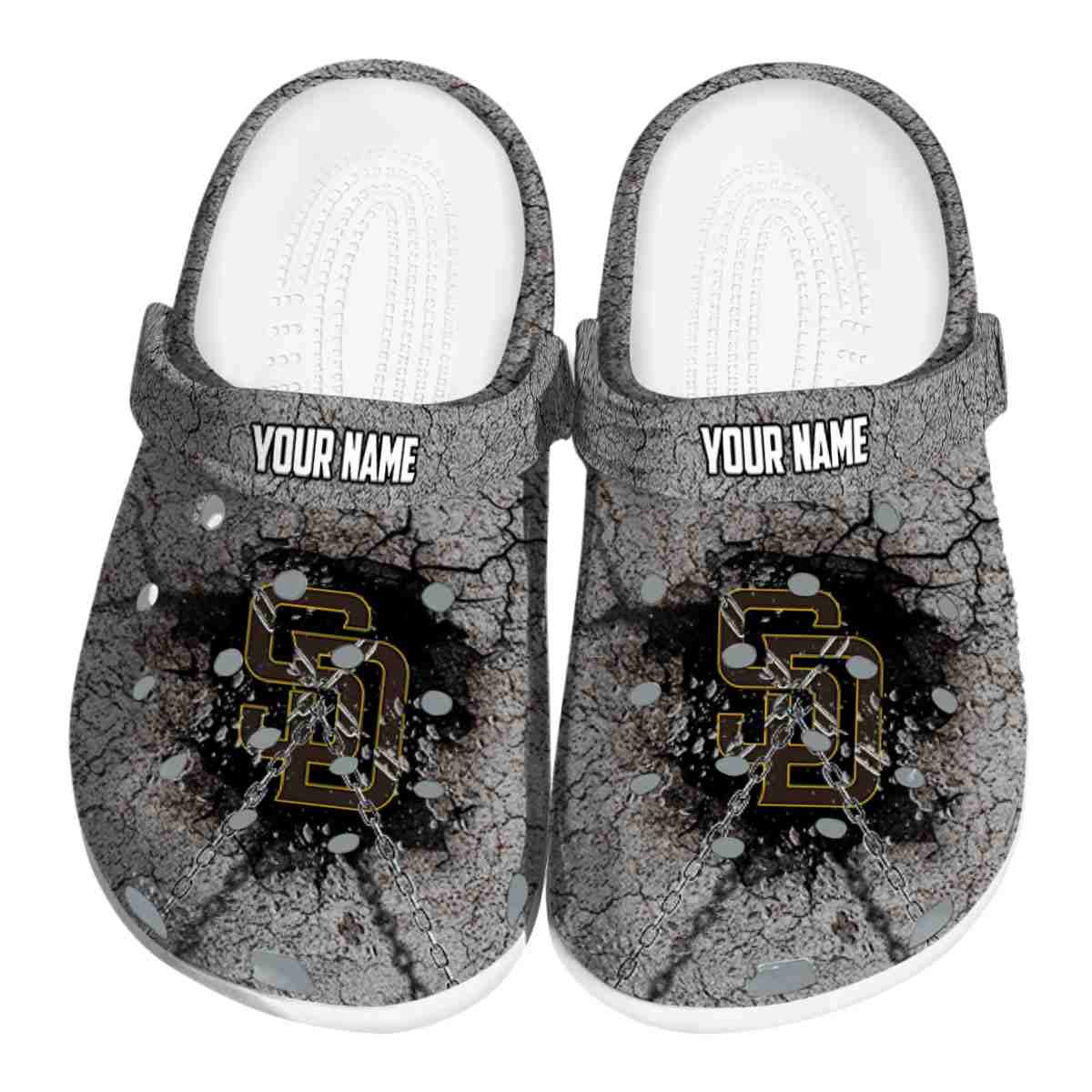 San Diego Padres Cracked Ground Texture, San Diego Padres Crocs Clogs