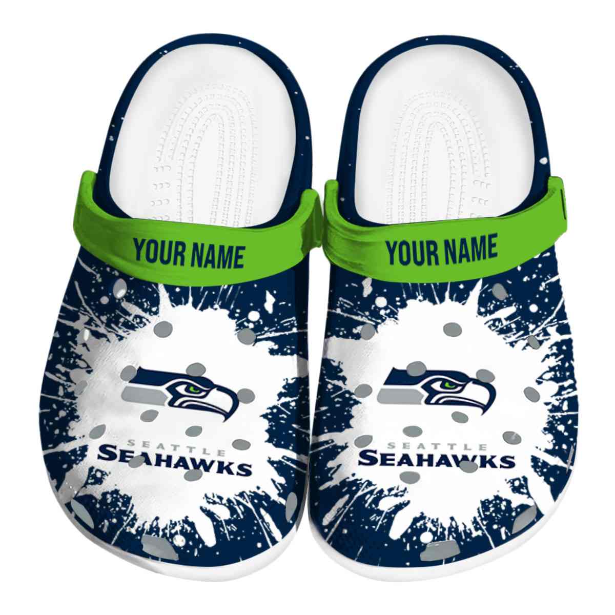 Seattle Seahawks Pinstripe Pattern 2025 Crocs, Seattle Seahawks Pinstripe Crocs Clogs