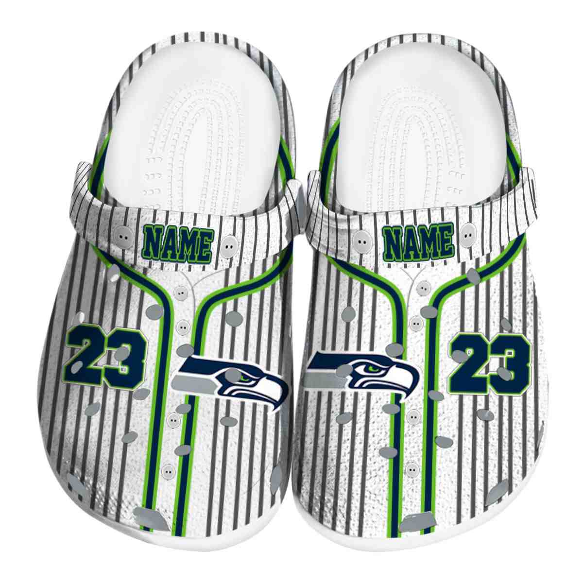 Seattle Seahawks Vertical Stripes 2025 Crocs, Seattle Seahawks Vertical Crocs Clogs