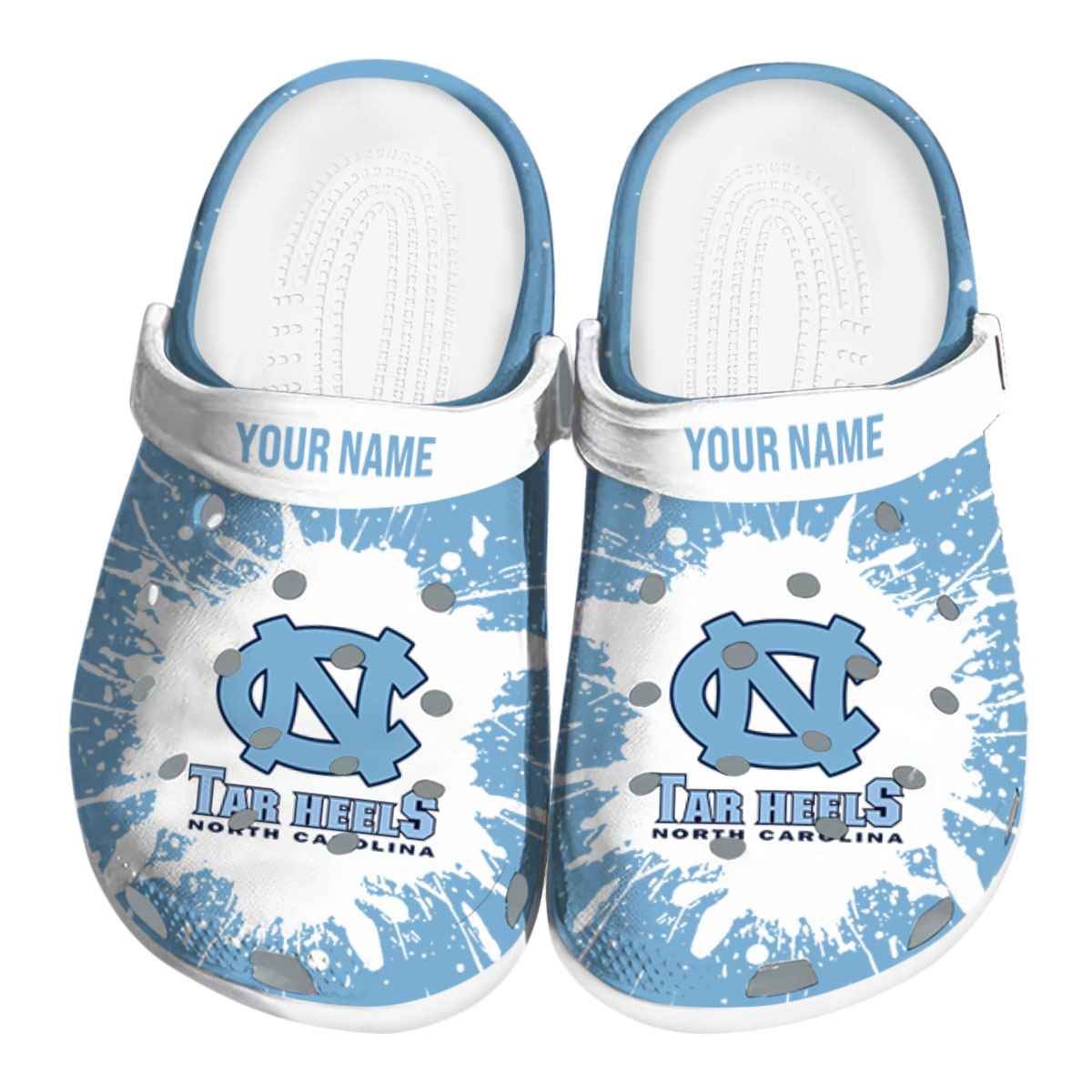 North Carolina Tar Heels Splash Art, North Carolina Tar Crocs Clogs