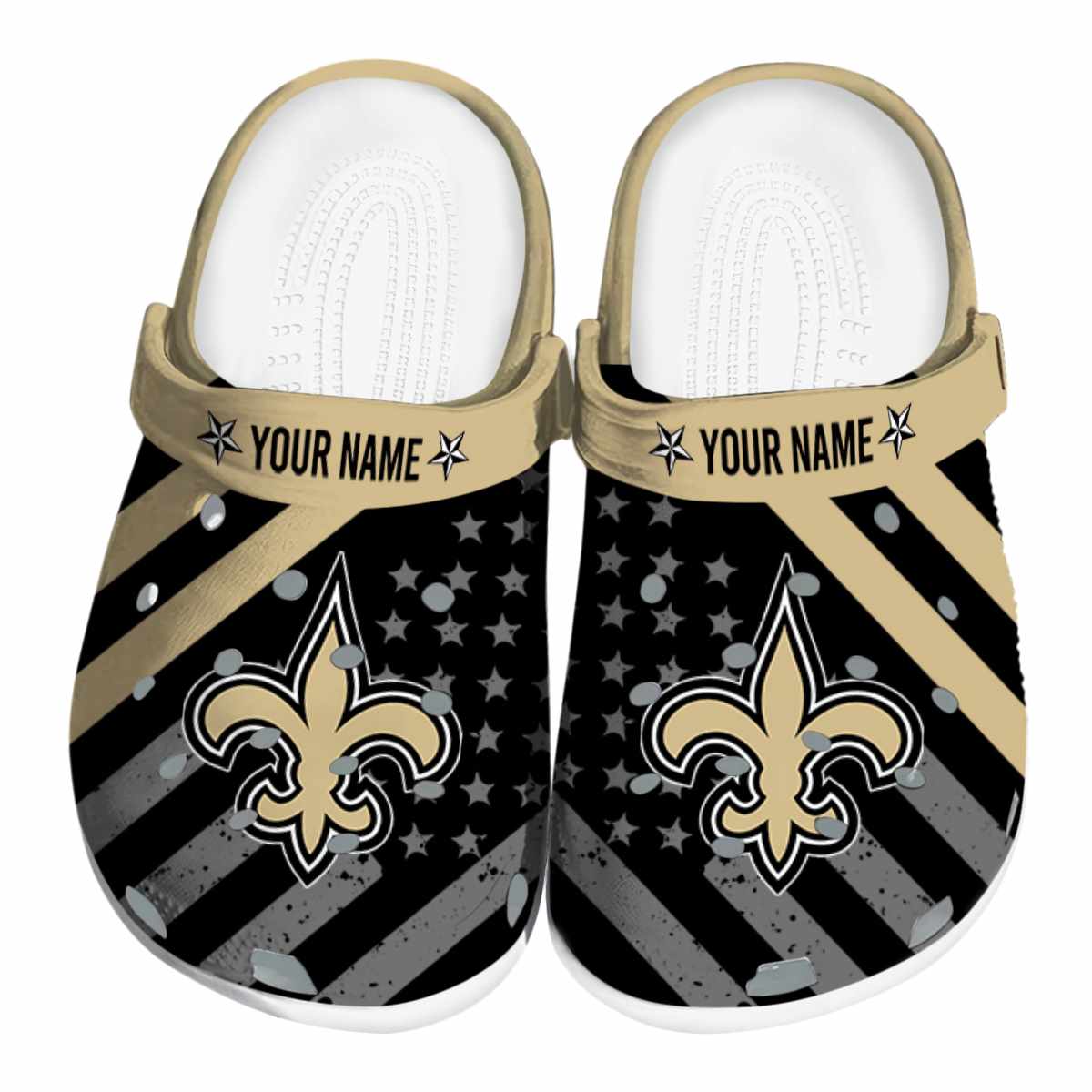 New Orleans Saints Splash Art 2025 Crocs, New Orleans Saints Crocs Clogs
