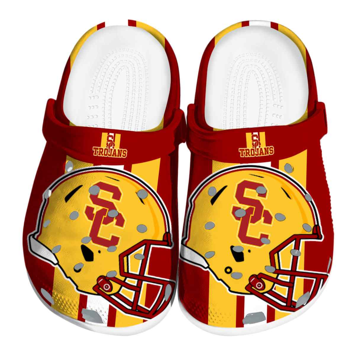 USC Trojans Helmet Stripes, USC Trojans Helmet Crocs Clogs