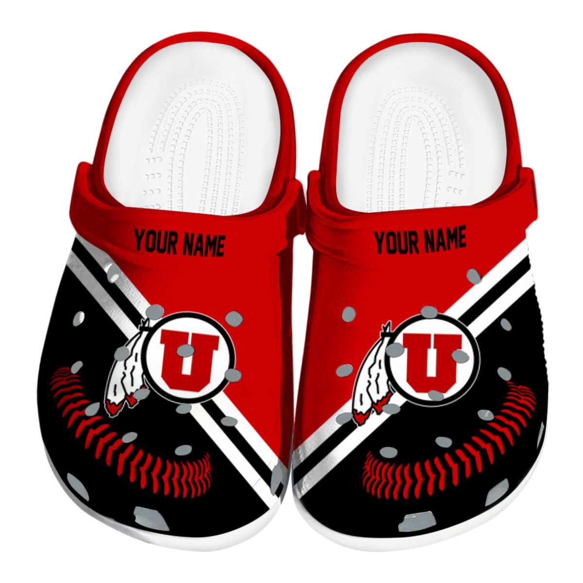 Utah Utes Baseball Motif, Utah Utes Baseball Crocs Clogs