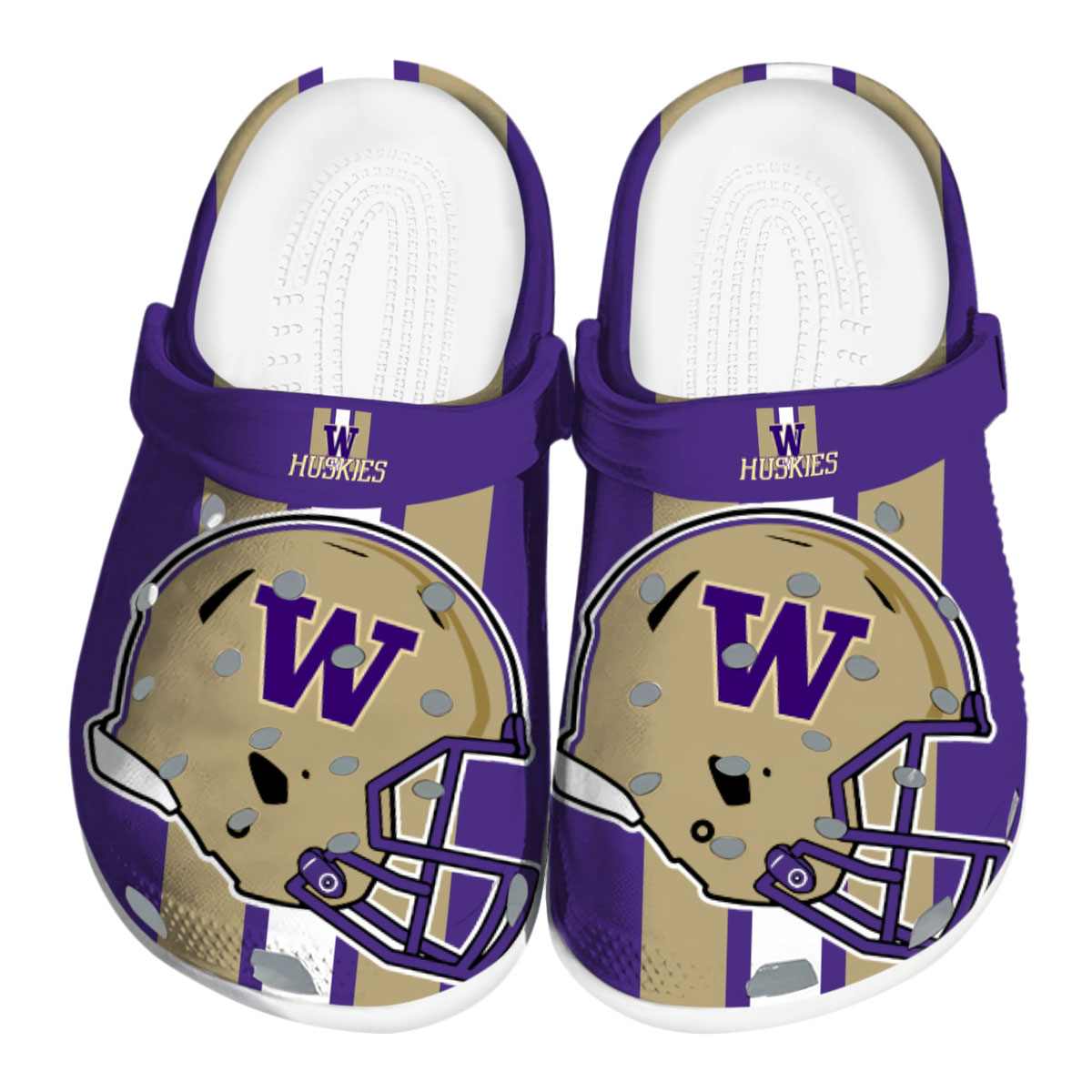 Washington Huskies Helmet Stripes, Washington Huskies Helmet Crocs Clogs
