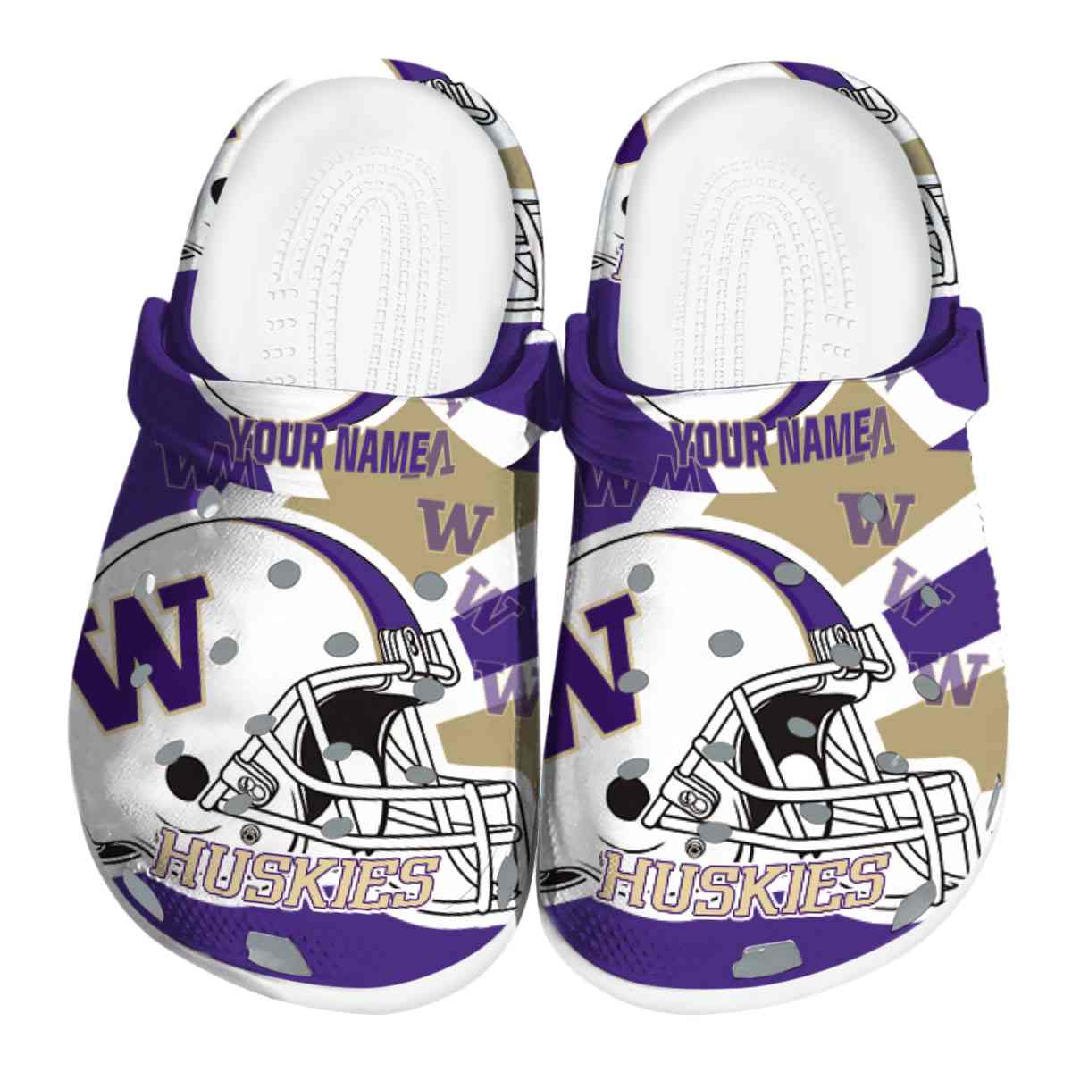 Washington Huskies Football Helmet, Washington Huskies Football Crocs Clogs