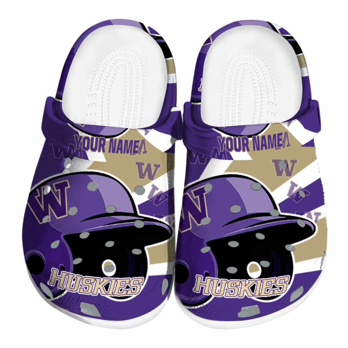 Washington Huskies Baseball Helmet, Washington Huskies Baseball Crocs Clogs