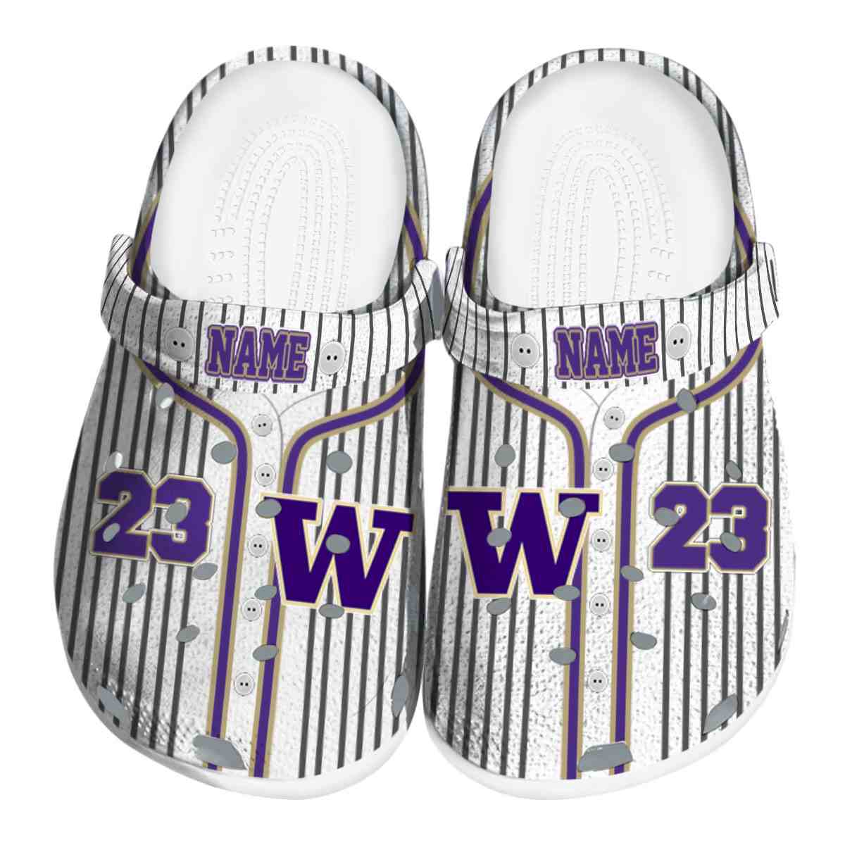 Washington Huskies Pinstripe Pattern, Washington Huskies Pinstripe Crocs Clogs
