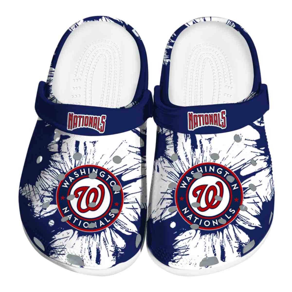 Washington Nationals Splatter Graphics, Washington Nationals Splatter Crocs Clogs
