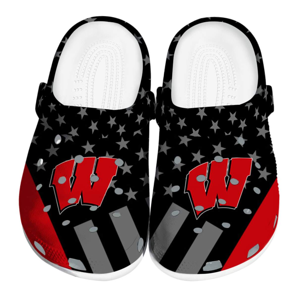 Wisconsin Badgers Stellar Stripes Theme, Wisconsin Badgers Stellar Crocs Clogs