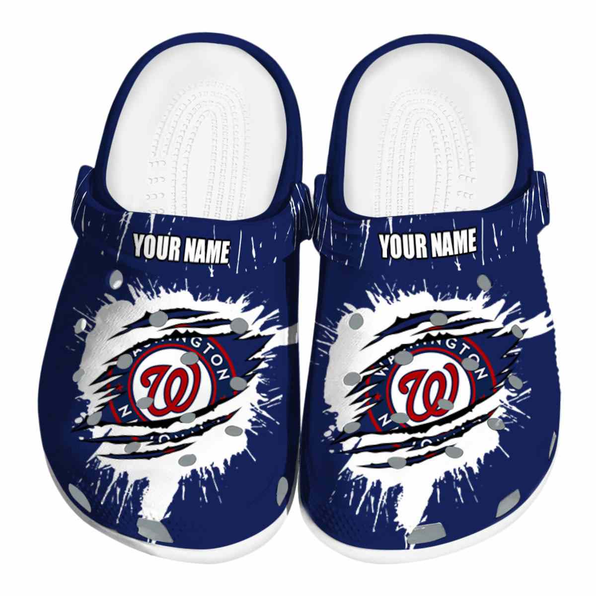 Washington Nationals Splash Motif, Washington Nationals Splash Crocs Clogs