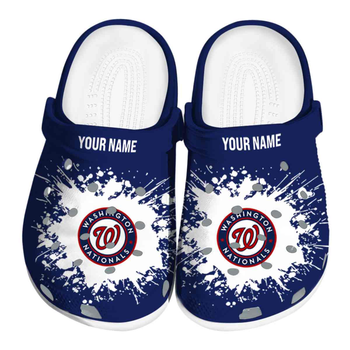 Washington Nationals Splatter, Washington Nationals Splatter Crocs Clogs