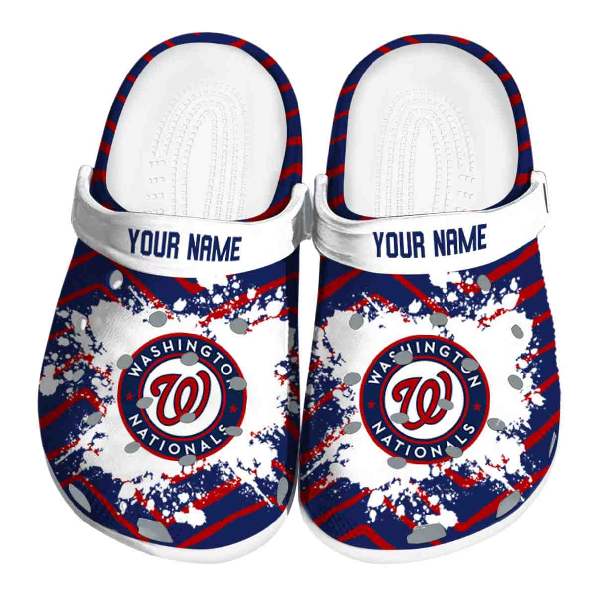 Washington Nationals Zigzag Paint Burst, Washington Nationals Zigzag Crocs Clogs