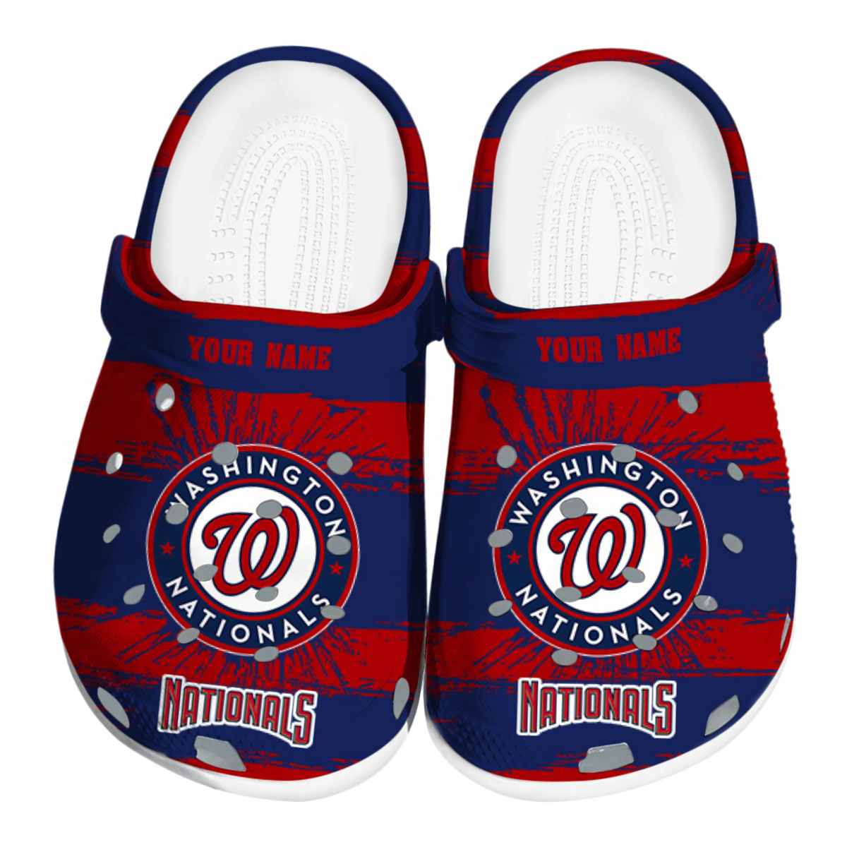 Washington Nationals Paint Splatter Graphics, Washington Nationals Paint Crocs Clogs