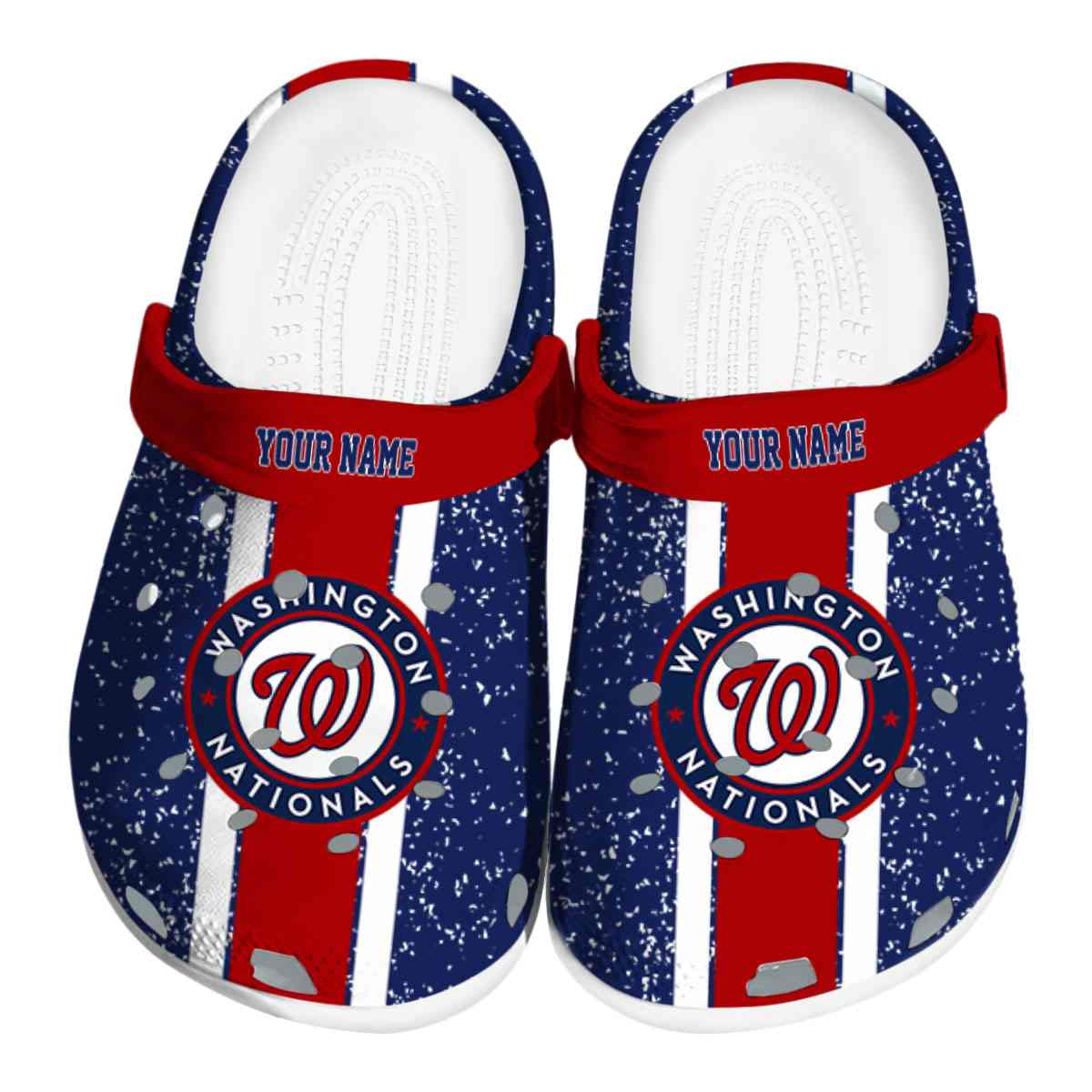 Washington Nationals Vertical Stripes, Washington Nationals Vertical Crocs Clogs