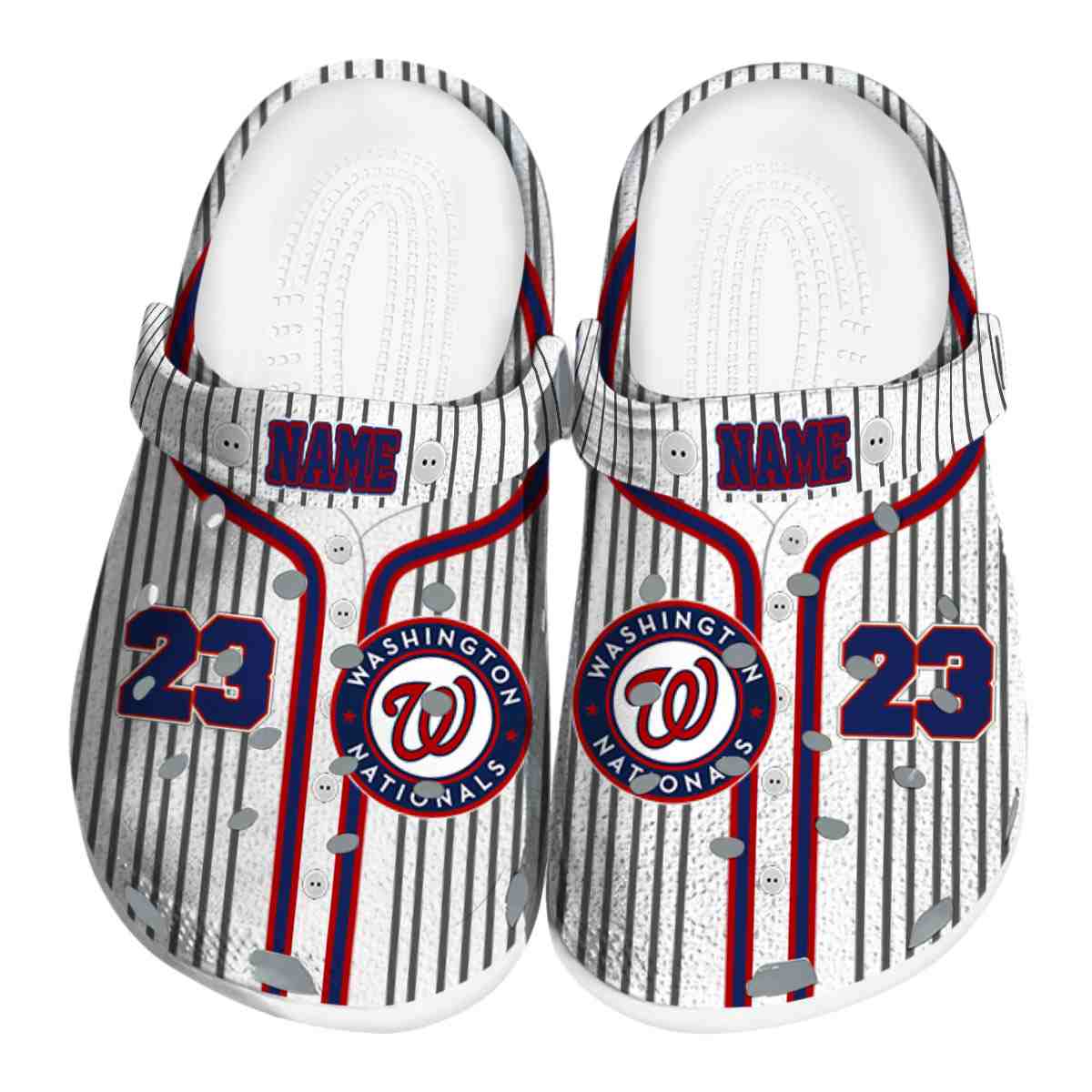 Washington Nationals Pinstripe Pattern, Washington Nationals Pinstripe Crocs Clogs