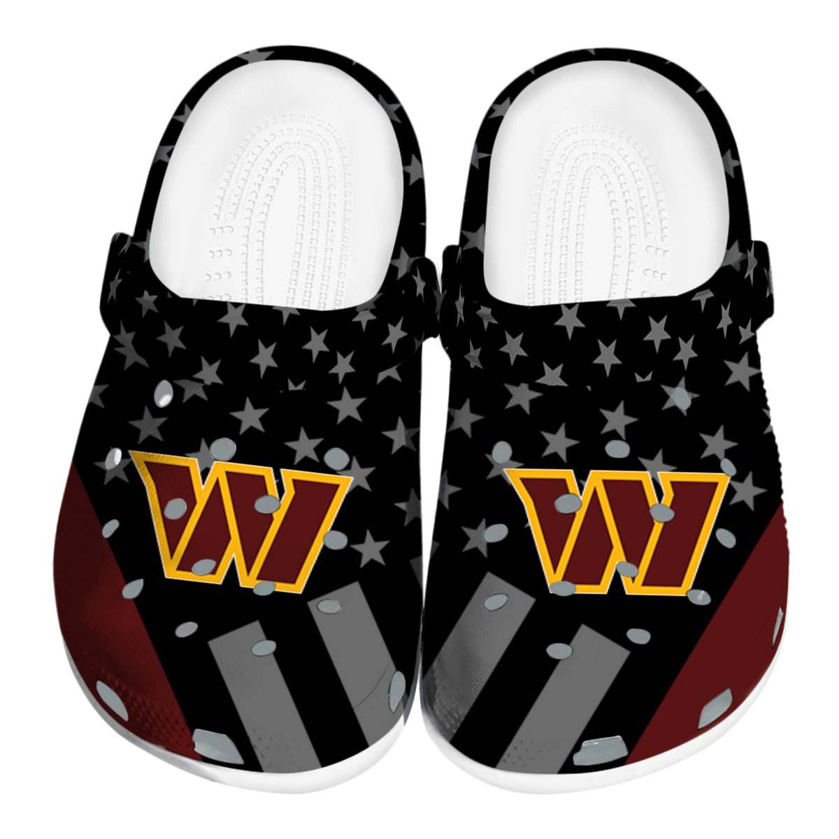 Washington Commanders Pinstripe Pattern 2025 Crocs, Washington Commanders Pinstripe Crocs Clogs