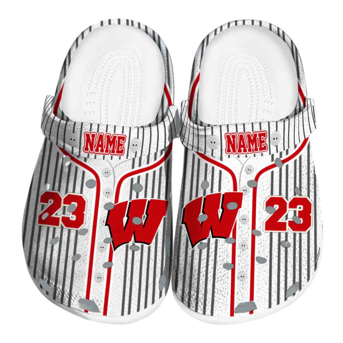 Wisconsin Badgers Pinstripe Pattern, Wisconsin Badgers Pinstripe Crocs Clogs