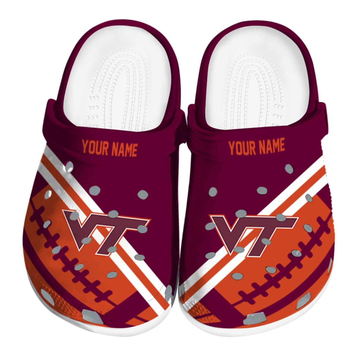 Virginia Tech Hokies Football Motif, Virginia Tech Hokies Crocs Clogs