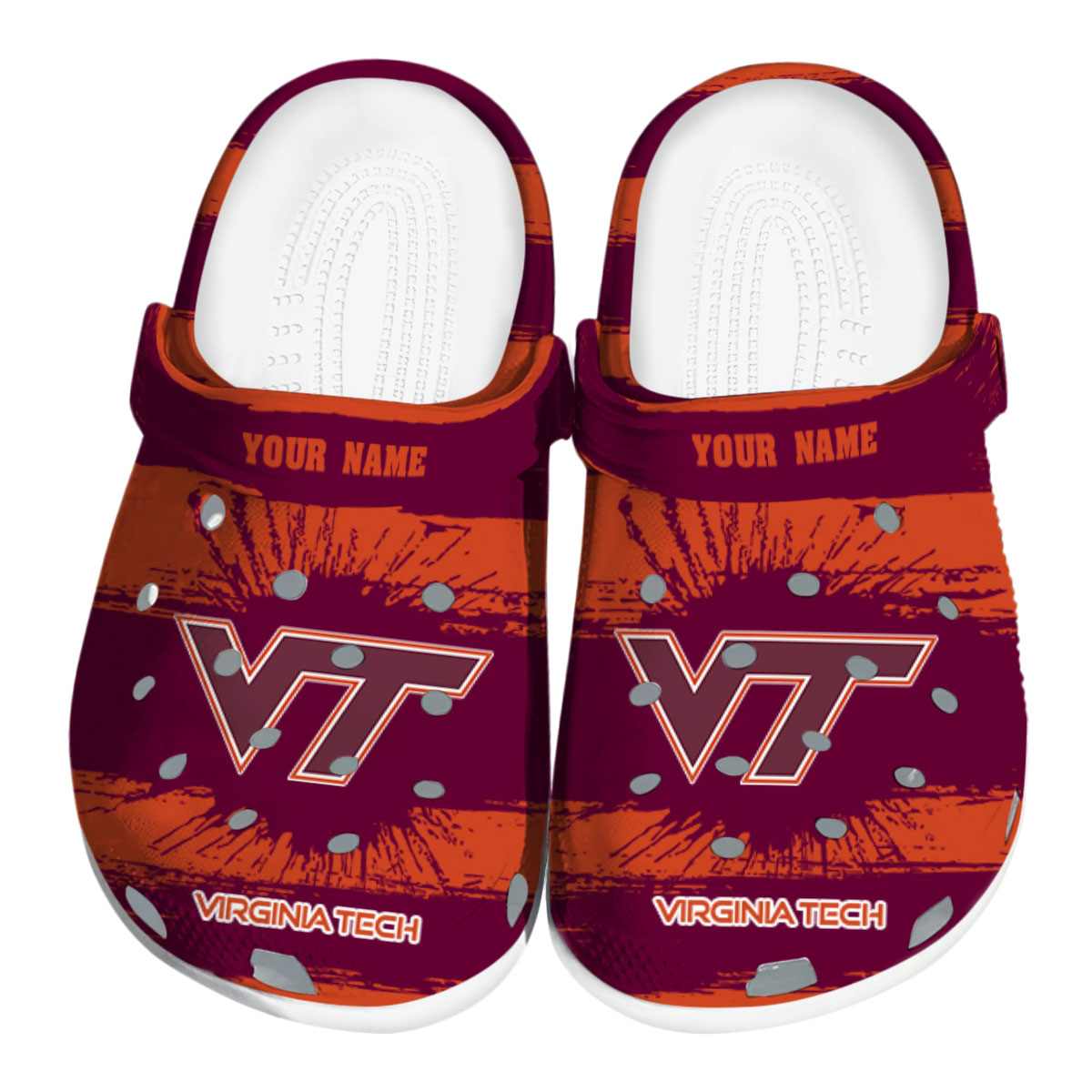 Virginia Tech Hokies Paint Splatter Graphics, Virginia Tech Hokies Crocs Clogs